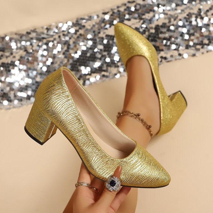 Damen Glamouröse Blockabsatz-Pumps