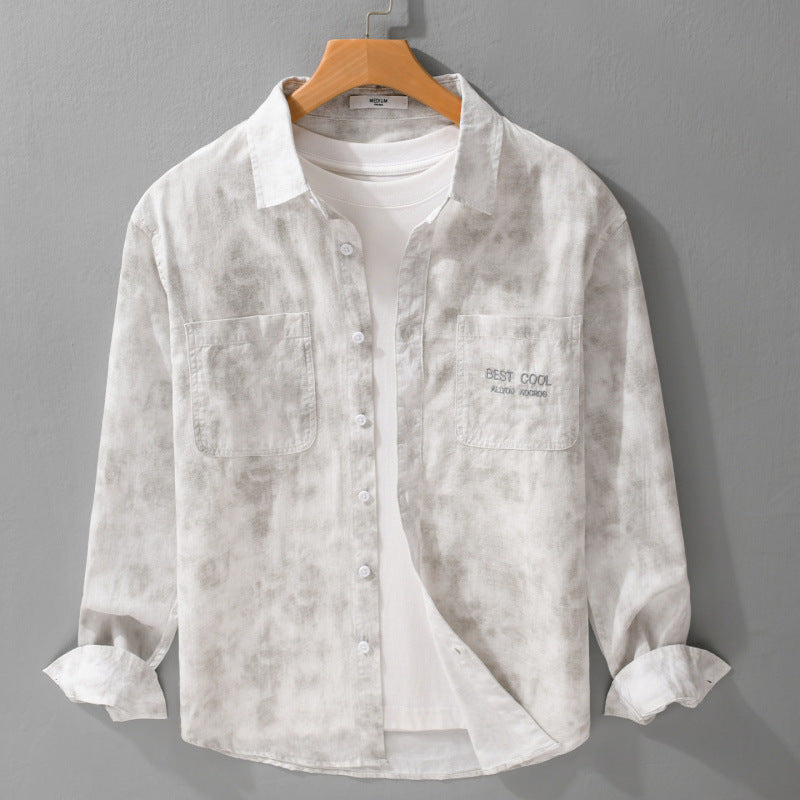 Herren Leichtes Baumwoll-Overshirt mit dezenter Batikoptik, Brusttaschen und Relaxed-Fit Shop Nory