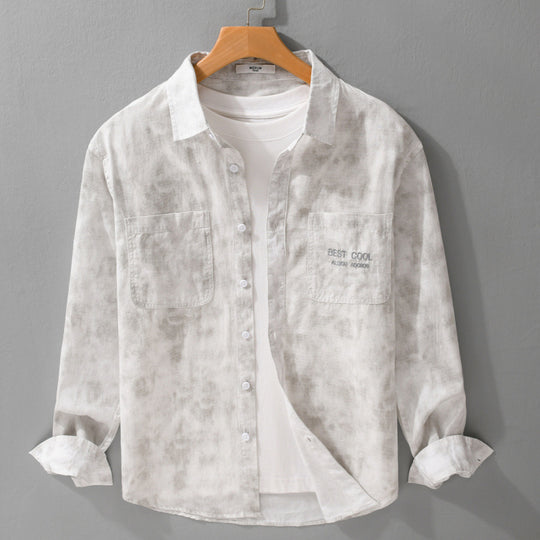Herren Leichtes Baumwoll-Overshirt mit dezenter Batikoptik, Brusttaschen und Relaxed-Fit Shop Nory