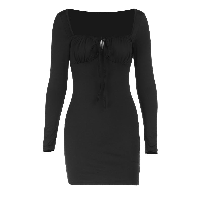 Damen Bodycon-Minikleid mit gerafftem Bustier, quadratischem Dekolleté und langen Ärmeln Shop Nory