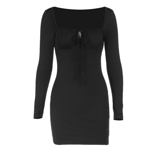Damen Bodycon-Minikleid mit gerafftem Bustier, quadratischem Dekolleté und langen Ärmeln Shop Nory