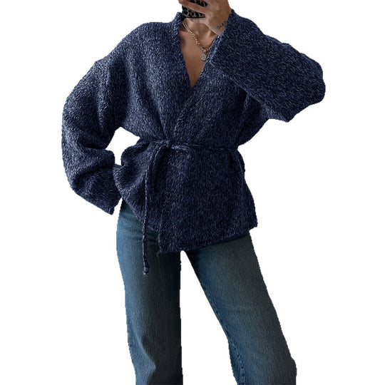 Damen nan oversize Bouclé-Strickjacke mit Taillengürtel und Kimonoärmeln Shop Nory
