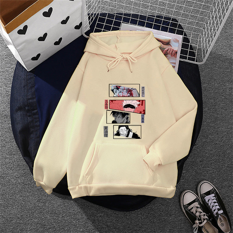 Damen nan Oversize Kapuzenpullover mit Manga-Frontprint und Kängurutasche Shop Nory