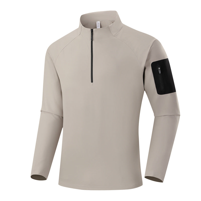 Herren Atmungsaktives Funktions-Langarmshirt mit Stehkragen, 1/4-Reißverschluss und Ärmel-Utility-Tasche Shop Nory