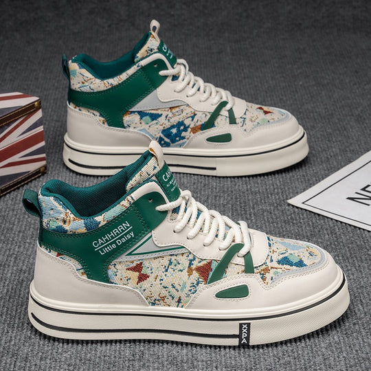 Damen modische High-Top Plateausneaker mit gewebtem Gobelinmuster, gepolstertem Knöchelkragen und dämpfender EVA-Sohle Shop Nory