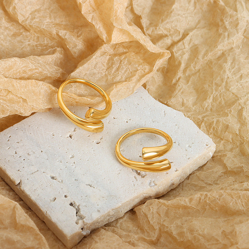 Damen Offener Ring aus hochwertigem Edelstahl mit modernem Wellenmuster Shop Nory