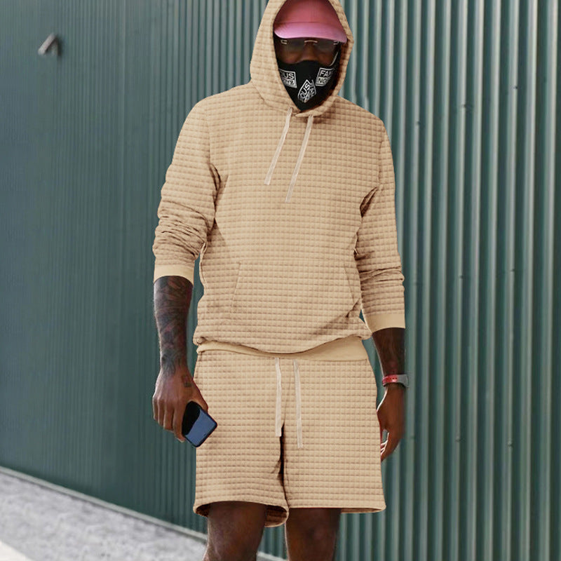 Herren Sportiv gestepptes Hoodie- und Shorts-Set