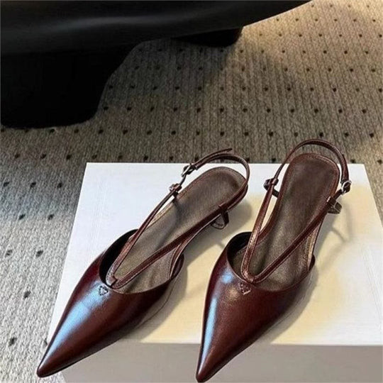 Damen spitze Slingback Pumps aus feinem Leder
