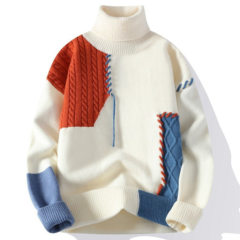 Unisex strukturierter Oversize-Strickpullover mit Zopfmuster und dekorativer Steppnaht Shop Nory