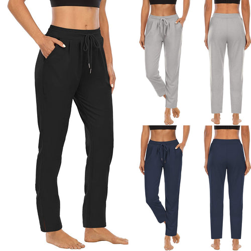 Damen bequeme Freizeithose mit elastischem Bund und seitlichen Taschen Shopnory