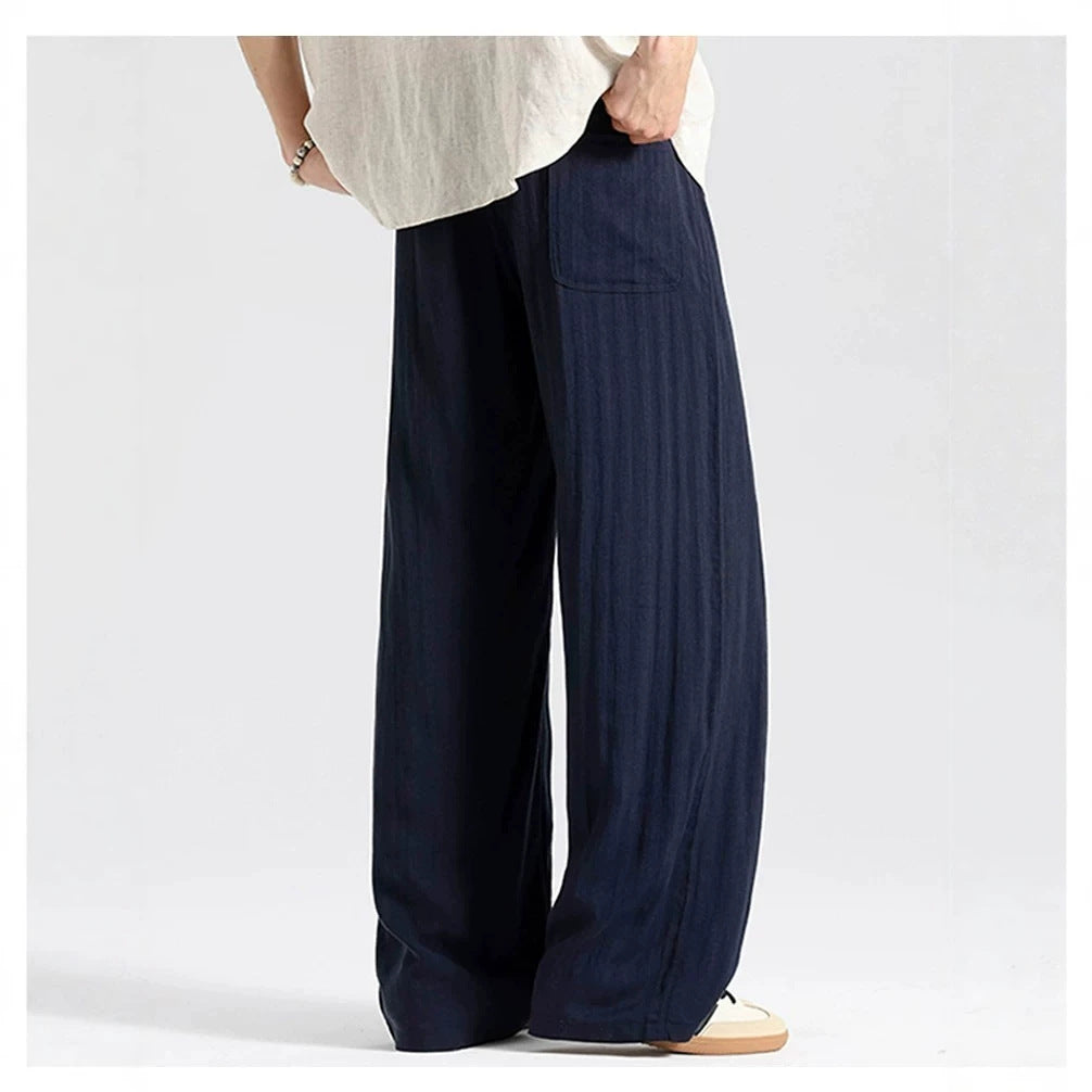 Herren Weite Leinenhose im Oversize-Stil mit Kordelzug und Seitentaschen Shop Nory