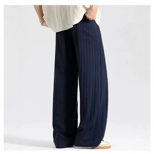 Herren Weite Leinenhose im Oversize-Stil mit Kordelzug und Seitentaschen Shop Nory
