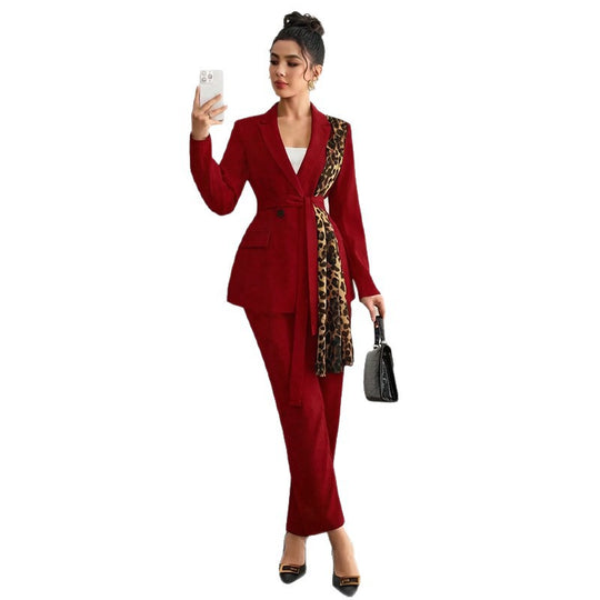 Damen Luxuriöses Blazeranzug mit Leopardenmuster Shop Nory