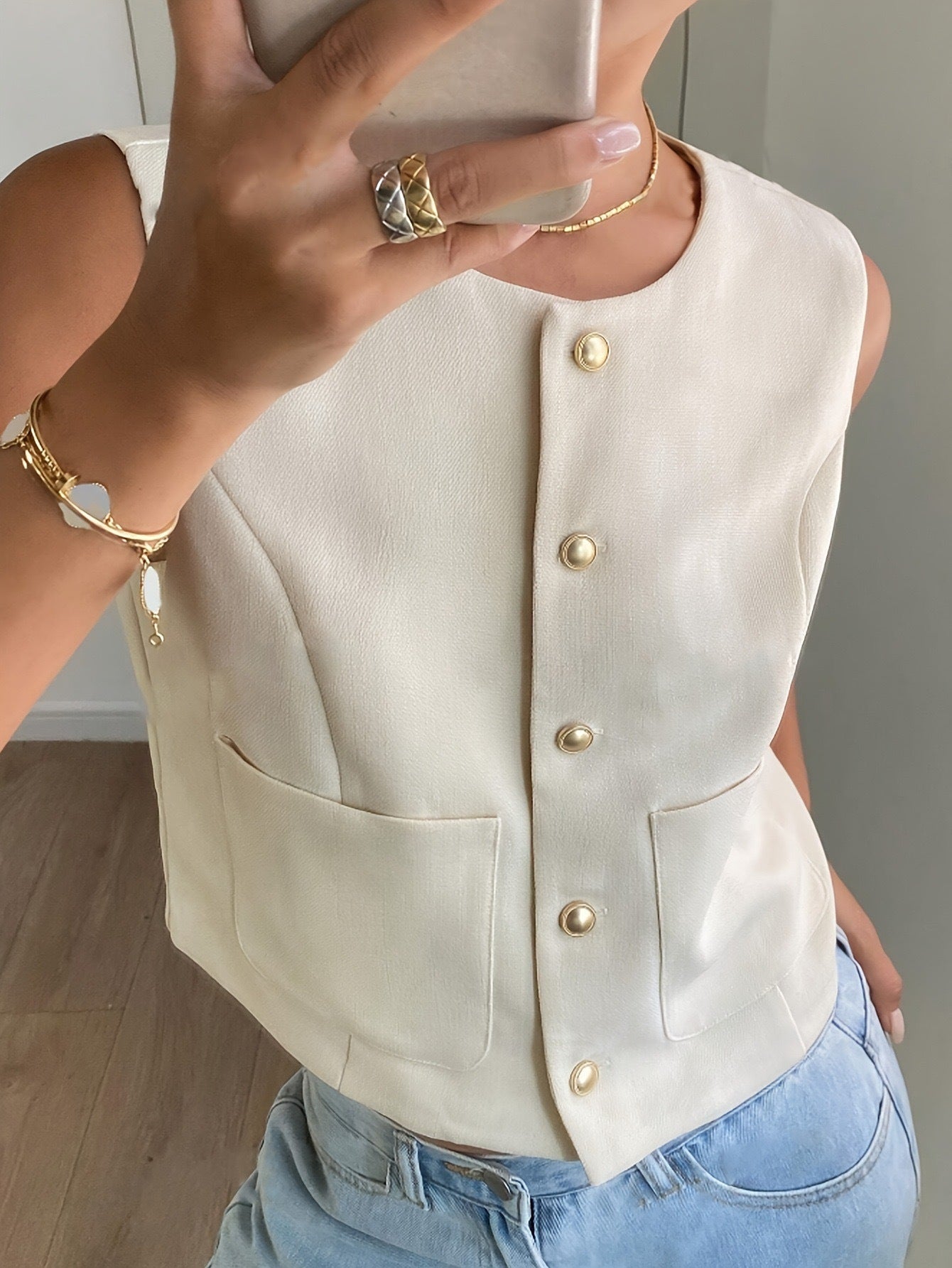 Damen modischer ärmelloser Blazer Shopnory