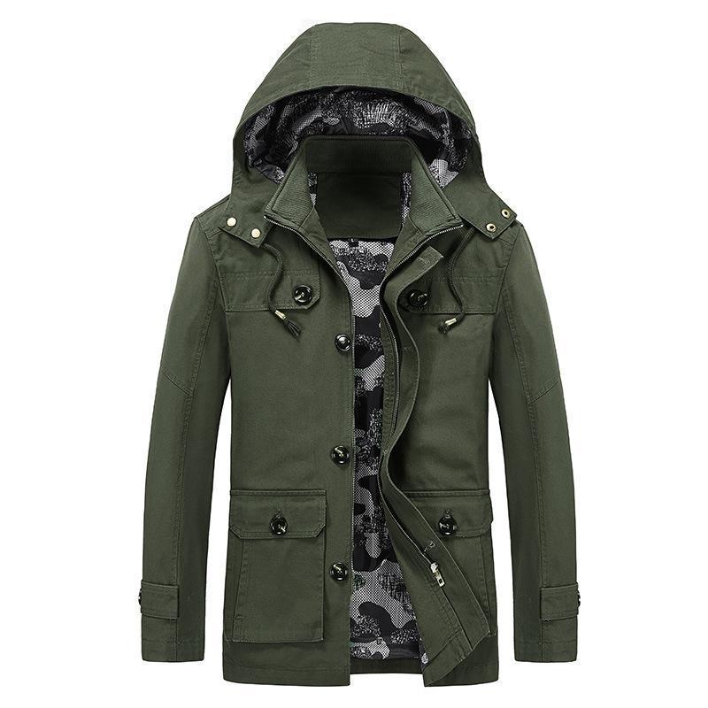 Herren Canvas-Fieldjacke mit Kapuze, multifunktionalen Taschen und Camouflage-Futter Shop Nory