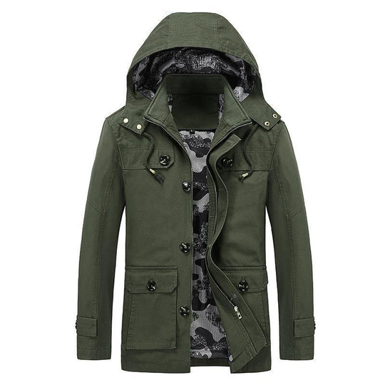 Herren Canvas-Fieldjacke mit Kapuze, multifunktionalen Taschen und Camouflage-Futter Shop Nory
