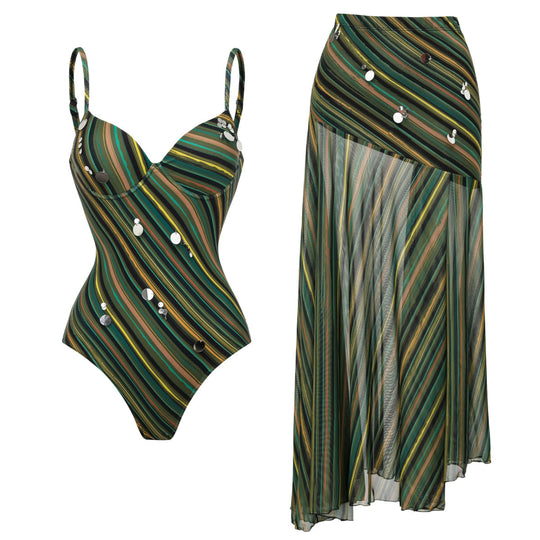 Damen Badeanzug und Strandrock Set