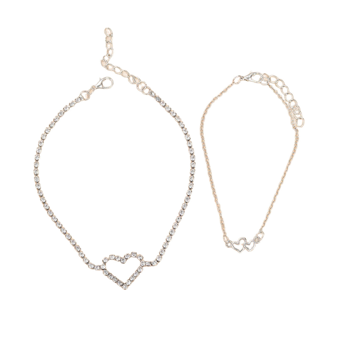 Damen Fußkettchen mit herzförmigem Design und funkelnden Strasssteinen Shop Nory