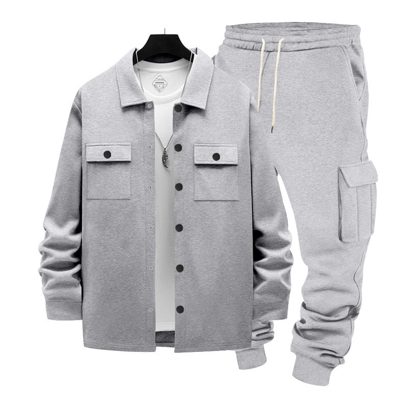 Herren nan lässiges Baumwoll-Misch Overshirt und Cargo-Jogger Set mit Kordelzug, Pattentaschen und elastischen Bündchen Shop Nory