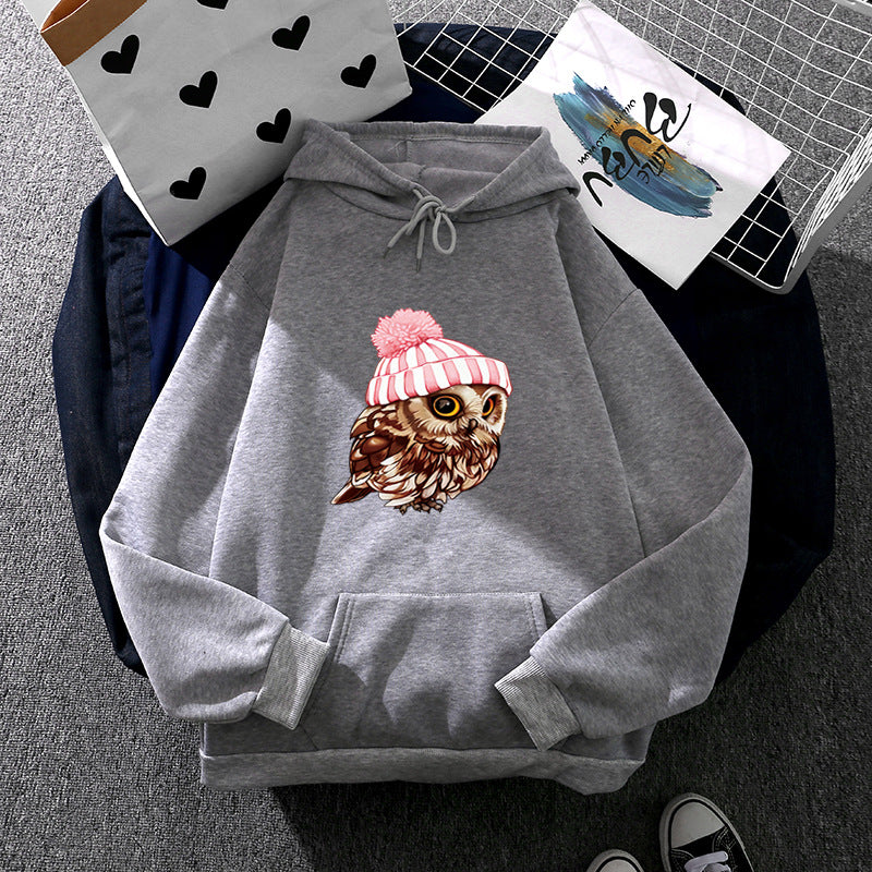 Damen nan lässiger Oversize Kapuzenpullover mit Herz‑und‑Pfotenprint, Kordelzug und gerippten Bündchen Shop Nory