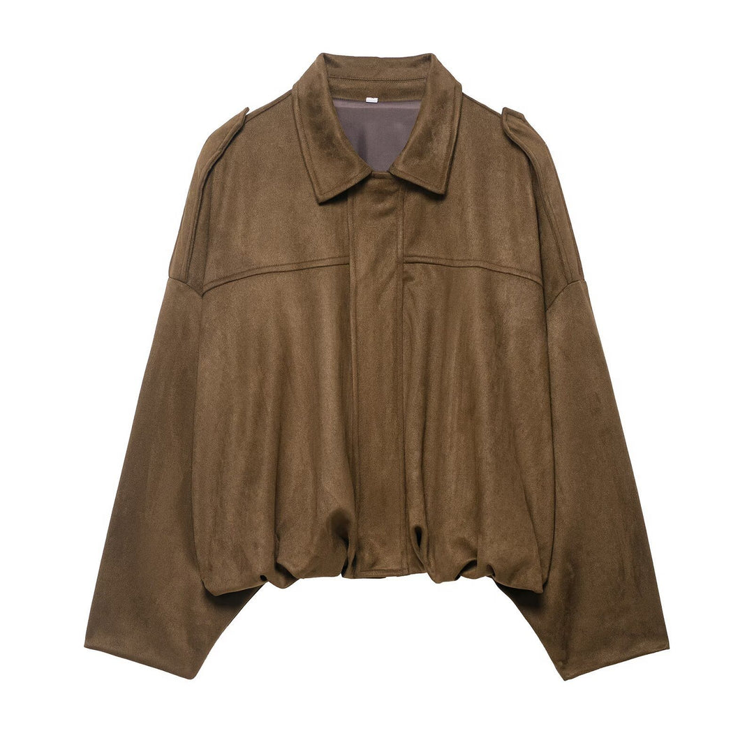 Damen Oversize Wildlederimitat-Kurzjacke Shop Nory
