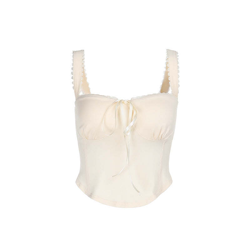 Damen Top mit Spaghetti-Trägern und Raffungen