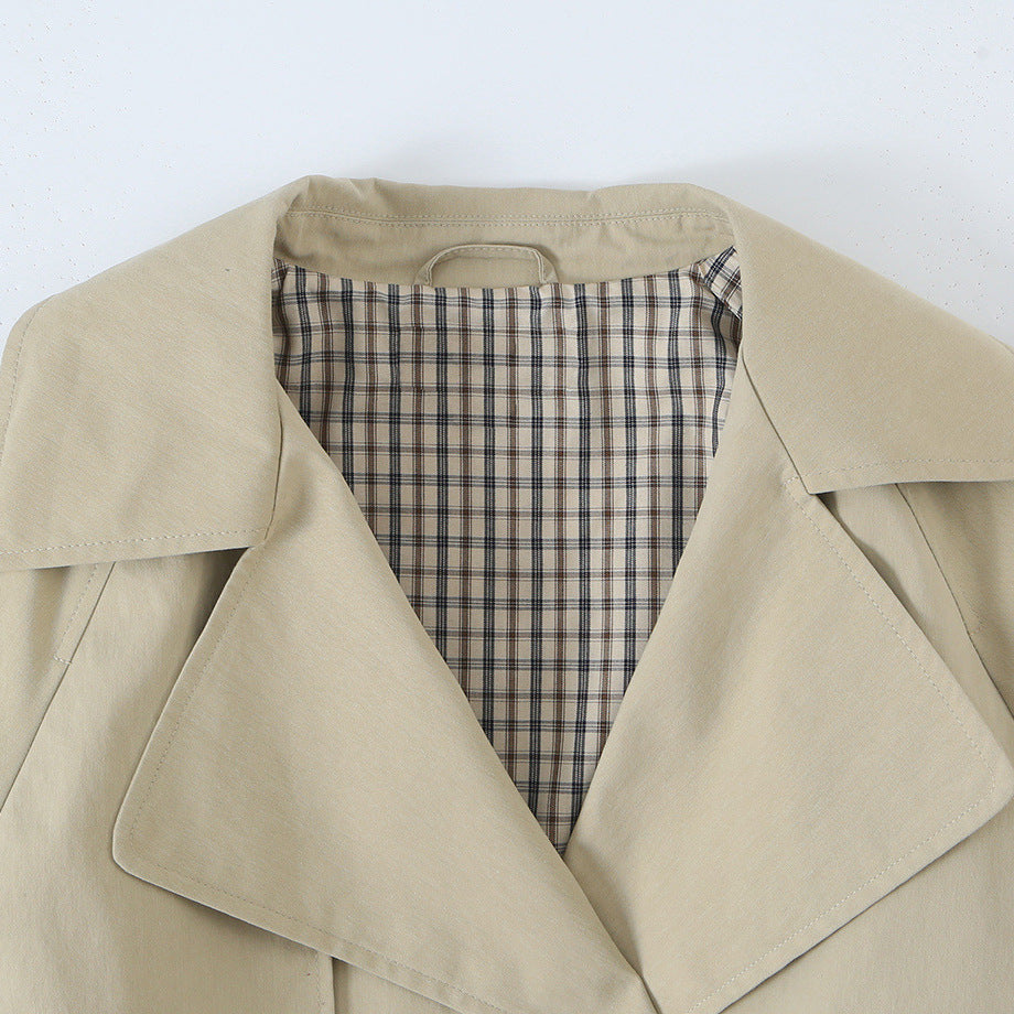 Damen Kurzjacke im Trenchstil mit verstellbarem Kordelzug und auffälligem Revers Shop Nory