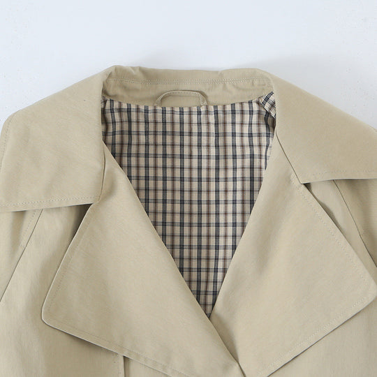Damen Kurzjacke im Trenchstil mit verstellbarem Kordelzug und auffälligem Revers Shop Nory