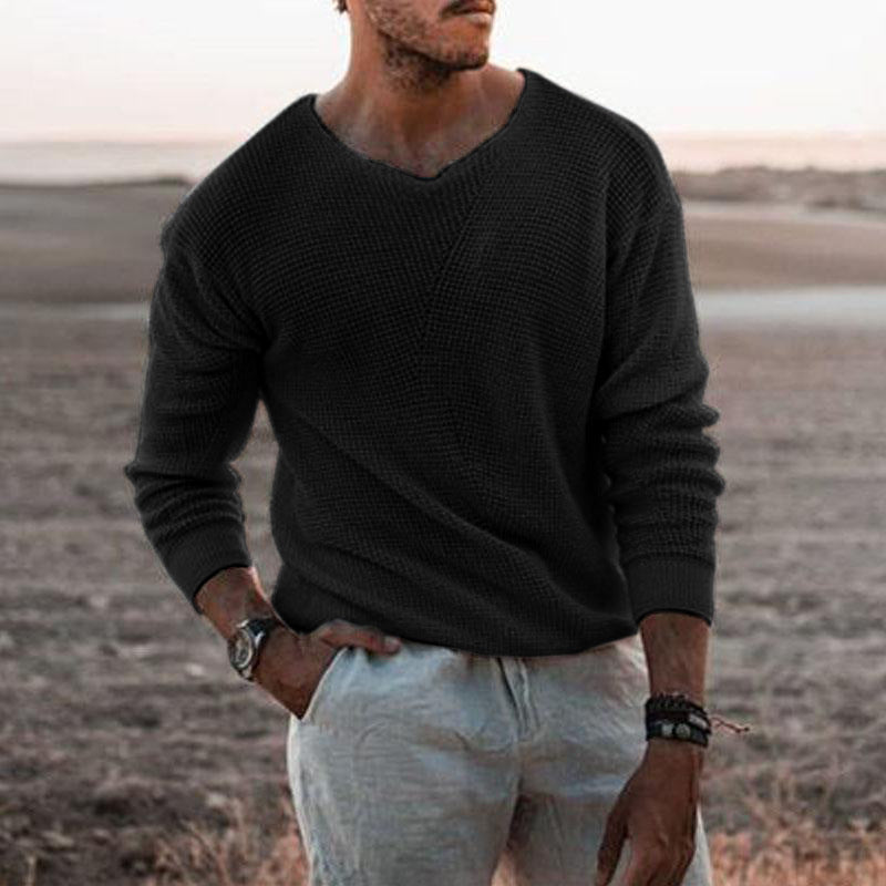 Herren Pullover mit V-Ausschnitt und strukturiertem Design