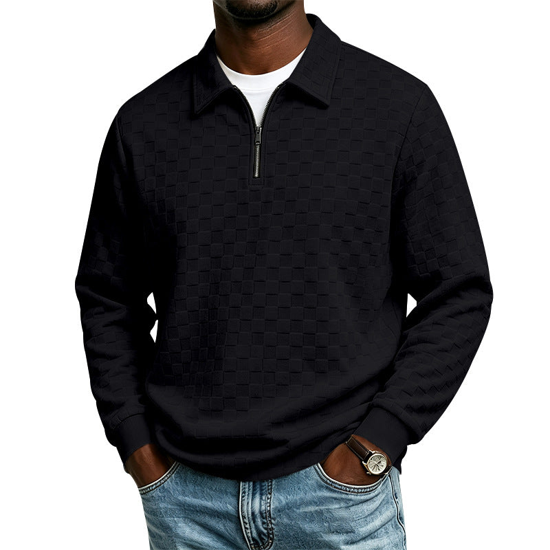 Herren Strukturierter Strickpullover mit Troyer-Kragen und halbem Reißverschluss Shop Nory