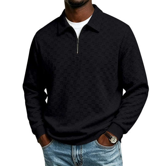 Herren Strukturierter Strickpullover mit Troyer-Kragen und halbem Reißverschluss Shop Nory