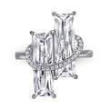 Damen Funkelnder Designer-Ring mit rechteckigen Steinen und Zirkonia-Verzierung Shop Nory