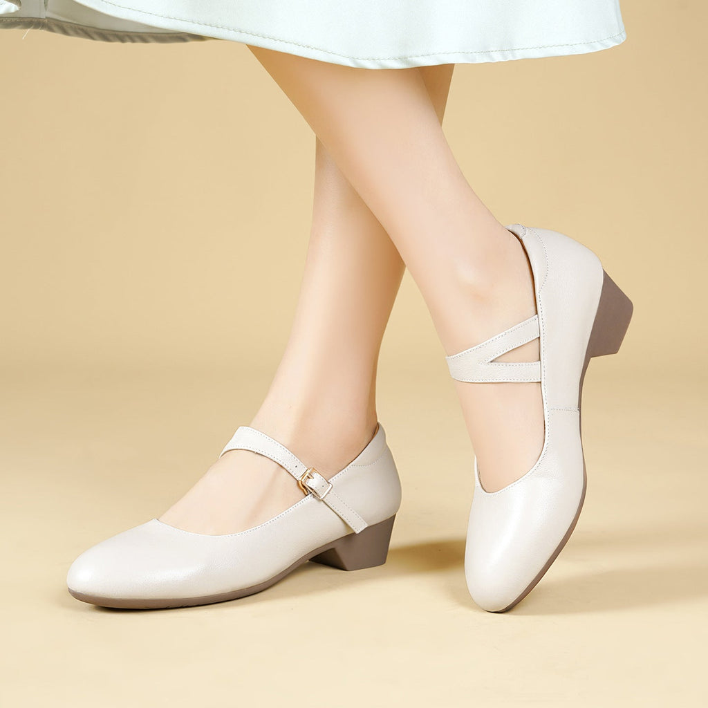 Damen Mary Jane Ballerinas mit modischer Schnalle und bequemer Sohle