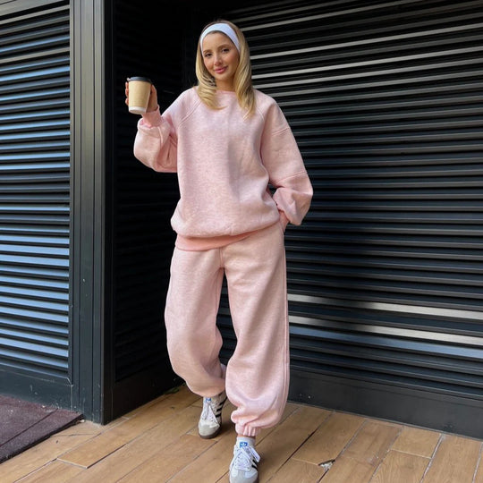 Damen Oversized Sweatshirt- und Palazzo-Jogginghose Set aus schwerem Baumwollfleece Shop Nory