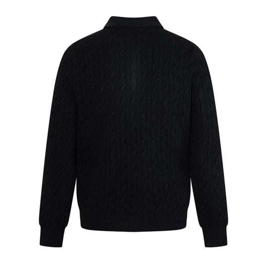 Herren Strick-Polo mit Zopfstrickmuster, Hemdkragen und Knopfleiste Shop Nory