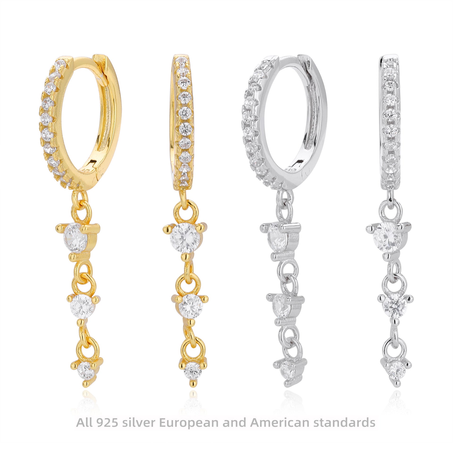 Damen Ohrhänger mit funkelnden Zirkonia aus hochwertigem 925 Sterlingsilber Shop Nory