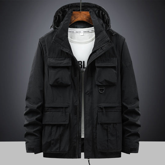 Herren Utility-Parka mit Multifach-Taschen, Kapuze und D-Ring Shop Nory
