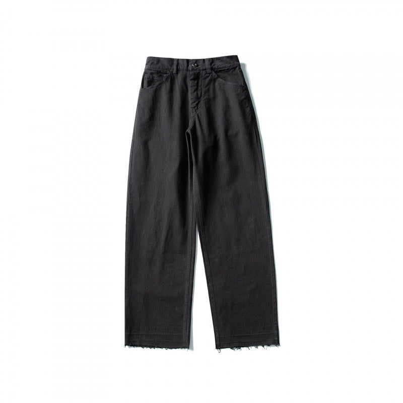 Damen Weite High-Waist Jeanshose mit geradem Bein und rohem Saum Shop Nory