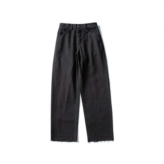 Damen Weite High-Waist Jeanshose mit geradem Bein und rohem Saum Shop Nory