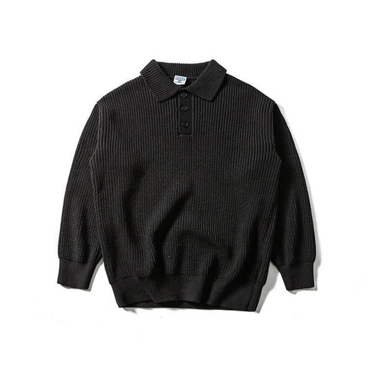 Herren Waffelstrick-Polopullover mit halber Knopfleiste und gerippten Bündchen Shop Nory