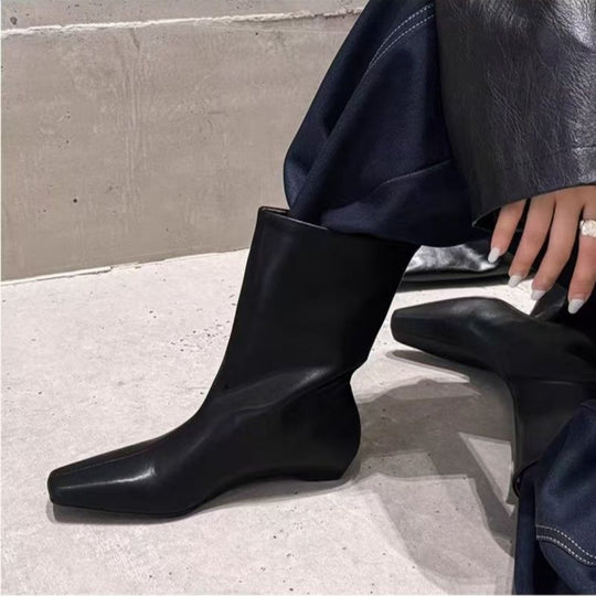 Damen kniehohe Stiefel mit quadratischer Zehenform und schlankem Schaft Shop Nory