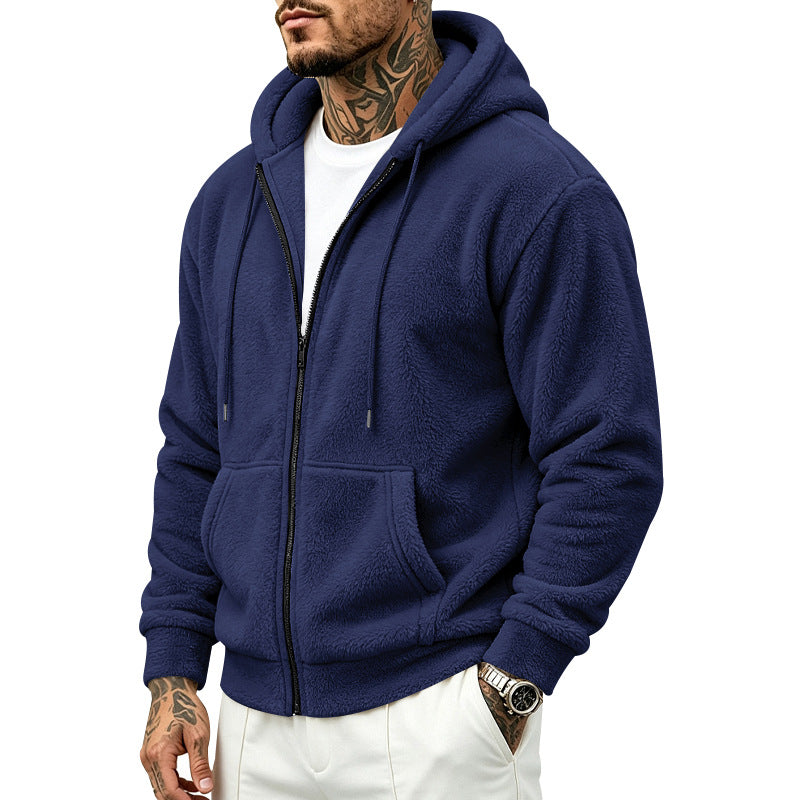 Herren Fleece-Kapuzenjacke mit Teddy-Innenfutter, durchgehendem Reißverschluss und Kängurutaschen Shop Nory