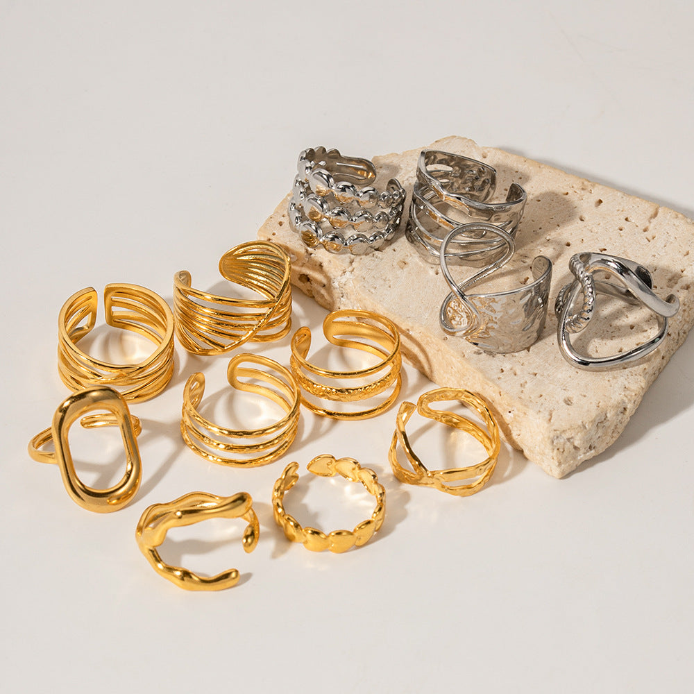 Damen Offener Ring mit modernem, floralem Design und hypoallergenen Eigenschaften Shop Nory