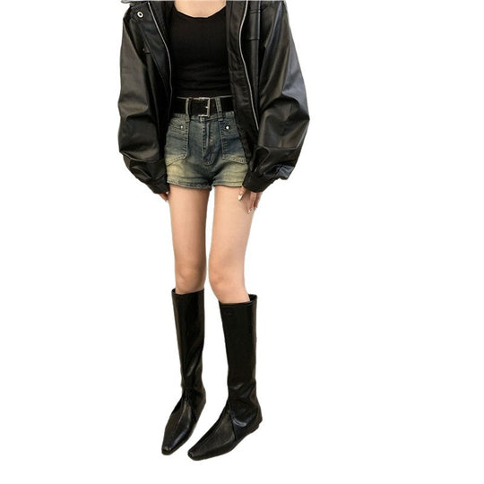 Damen Kniehohe schmal geschnittene Schlupf‑Stiefel mit quadratischer Zehenpartie Shop Nory