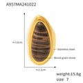 Damenring mit aufregendem Tropfen-Design aus hochwertigem Edelstahl und einzigartigem Holzmaserungstein Shop Nory