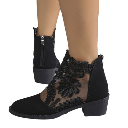 Damen modische Stiefeletten mit aufwendiger Spitzendecke