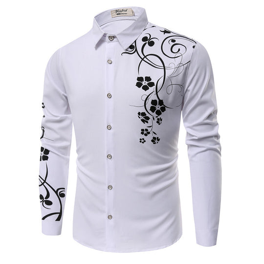 Herren Slim-Fit Hemd mit floralem Allover-Print, Langarm und Stretch-Baumwollmix Shop Nory