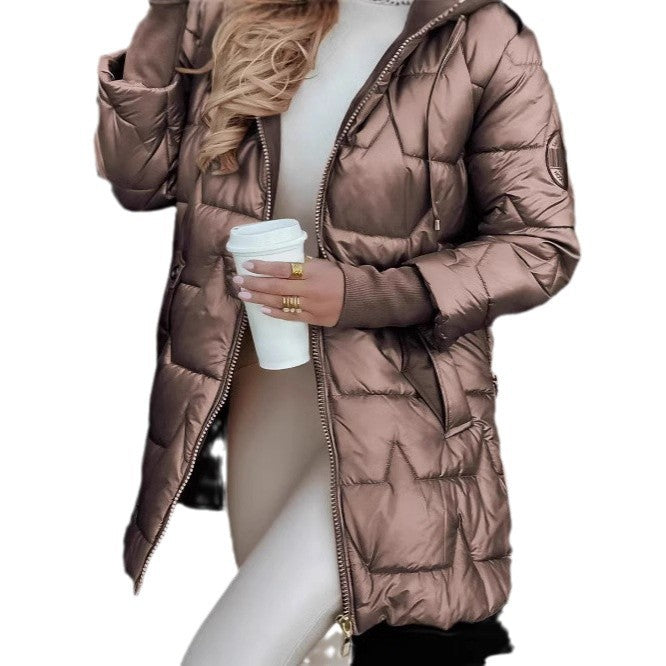 Damen nan gesteppter Steppmantel mit Kapuze taillierter Silhouette und Thermofüllung Shop Nory