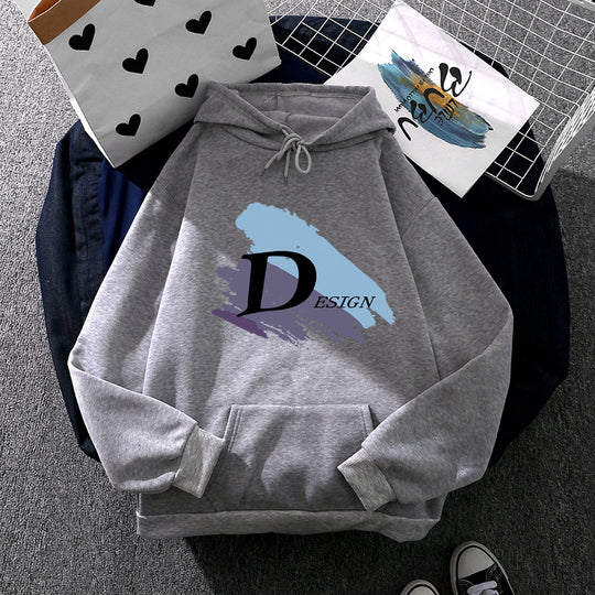 Unisex nan lässiger Kapuzenpullover mit großflächigem Pinsel-Logo, Kängurutasche und verstellbarer Kapuze Shop Nory