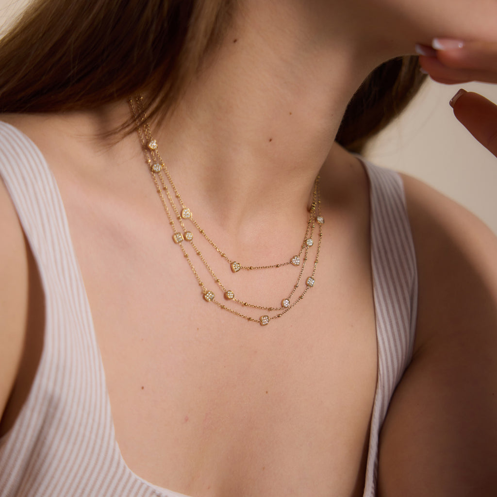Damen Halskette mit funkelnden Zirkonia und wasserfester Edelstahlverarbeitung Shop Nory